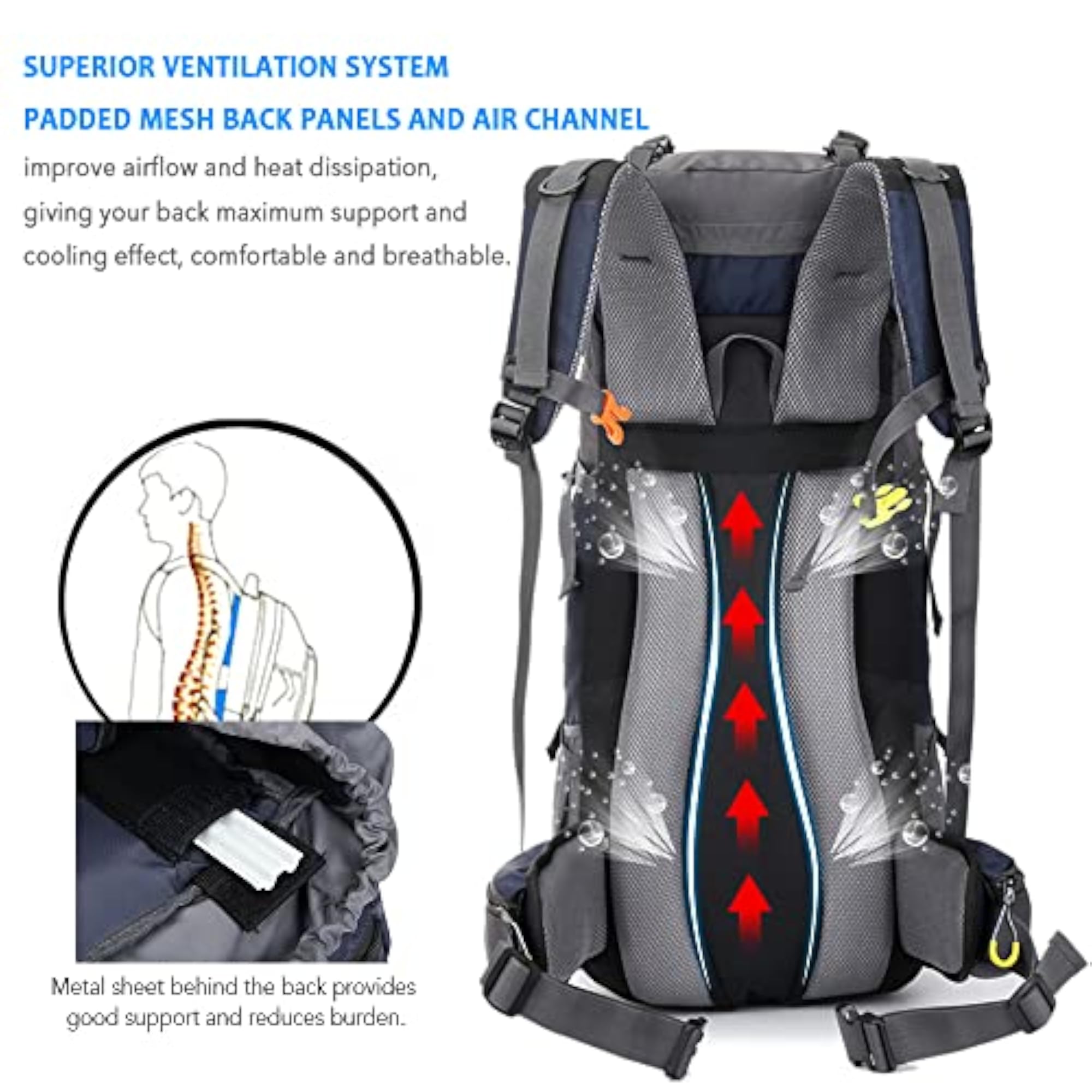60L Hiking Backpack Water-Resistant Outdoor Sport
